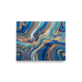 'Sapphire Waves' — a Abstract art print. Elegant blue and gold fluid abstract waves, perfect for a Living Room.