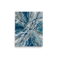 'Shattered Frost' — a Abstract art print. A striking blue and white abstract artwork resembling shattered ice, perfect for a Bathroom.