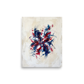 'Patriotic Burst' — a Abstract expressionism print. An abstract painting featuring an explosive burst of red, white, and blue paint on a beige background, perfect for a modern living room.