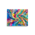 'Rainbow Burst' — a Abstract art print. A highly colorful rainbow abstract artwork with gold flakes, perfect for a Game Room.