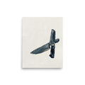 'Culinary Precision' — a Minimalism print. Minimalist impasto painting of two crossed chef's knives in dark grey and silver against an off-white background.