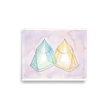 'Twin Babies Diptych' — a Geometric abstract art print. Abstract watercolor painting of two large intersecting translucent geometric pyramids, perfect for a modern Living Room or Bedroom.