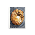 'The Sleeping Dog' — a Cubism print. A watercolor painting of a sleeping dog composed of faceted amber and brown shapes, perfect for a cozy Living Room or Bedroom.