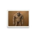 'The Weeping Golem' — a Surrealism,Figurative art print. A heavy golem figure made of cracked stone with crying eyes, ideal for a moody office or living room.