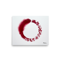 'Crimson Enso' — a Minimalism,Abstract expressionism print. Minimalist painting of a single deep red Enso circle on a white background, offering a serene yet bold focal point for a meditation room or office.