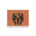'The Golden Griffin' — a Art Deco print. A stylized, warm-toned illustration of a griffin sitting proudly against a terracotta background, ideal for an Office or Library.