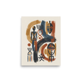 'Ancestral Rhythms' — a Abstract art,Modernism print. A striking abstract composition of African masks and ancestral motifs in terracotta and indigo, making a powerful focal point for living room or entryway decor.
