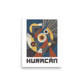 'Huracán Geometric Poster' by Meron. A geometric Bauhaus poster featuring abstract shapes and the word HURACÁN in an Office wall art setting. A Bauhaus wall art print.