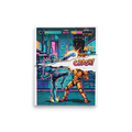 Pixel art wall art for the game room, 'Arcade Tearout: Final Combo'. Vivid pixel art print of a 90s fighting arcade video game scene with torn paper tearout design, perfect for a game room or man cave.