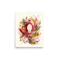 'Petal Symphony', a Abstract art wall art print. Abstract watercolor floral painting in burgundy and ochre hues displayed in a bright living room.