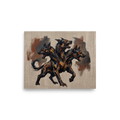 A textured oil painting of Cerberus, the three-headed dog with glowing eyes, an imposing piece for a Game Room or Man Cave. A Expressionism art print titled 'Guardian of the Underworld'.