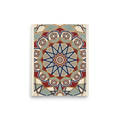 Intricate Moorish star mandala with crimson, blue, and sage tilework, ideal for an entryway. Available as the Arabesque art print 'Star of Cordoba'.