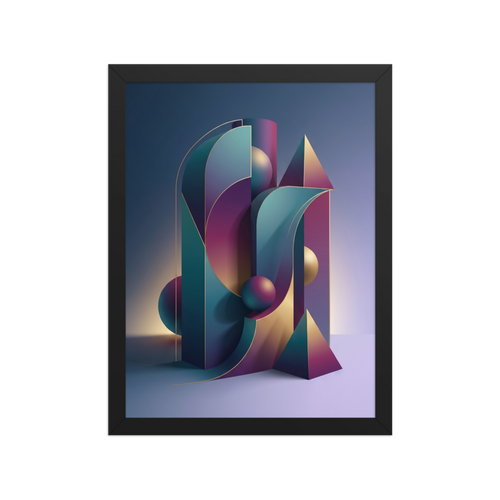 'Luminescent Geometry' — a Geometric abstract art print. A vibrant 3D geometric abstract with smooth lighting and gradients, a bold accent for a modern Studio or Living Room.