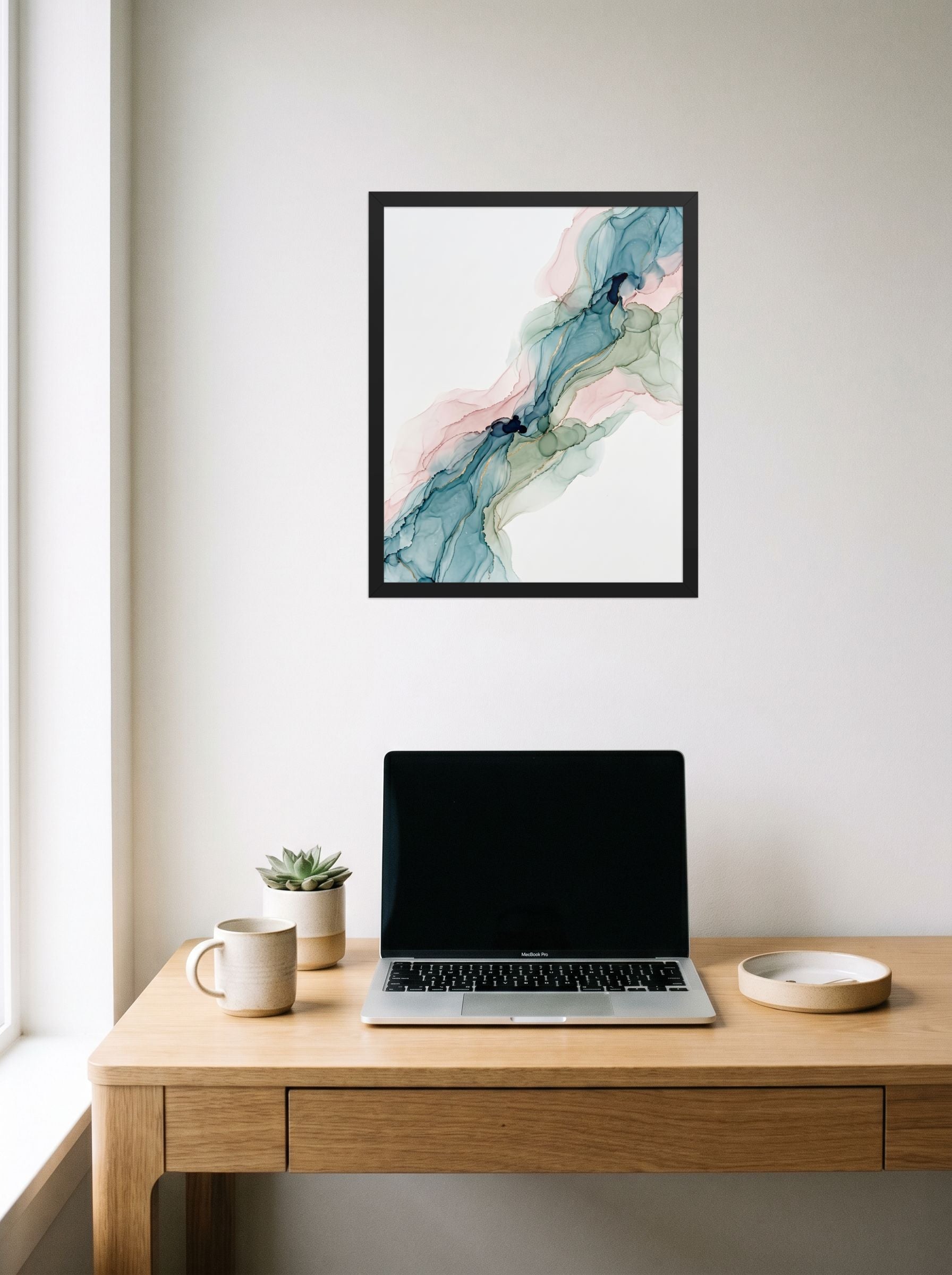 Teal and Blush Alcohol Ink Mockup