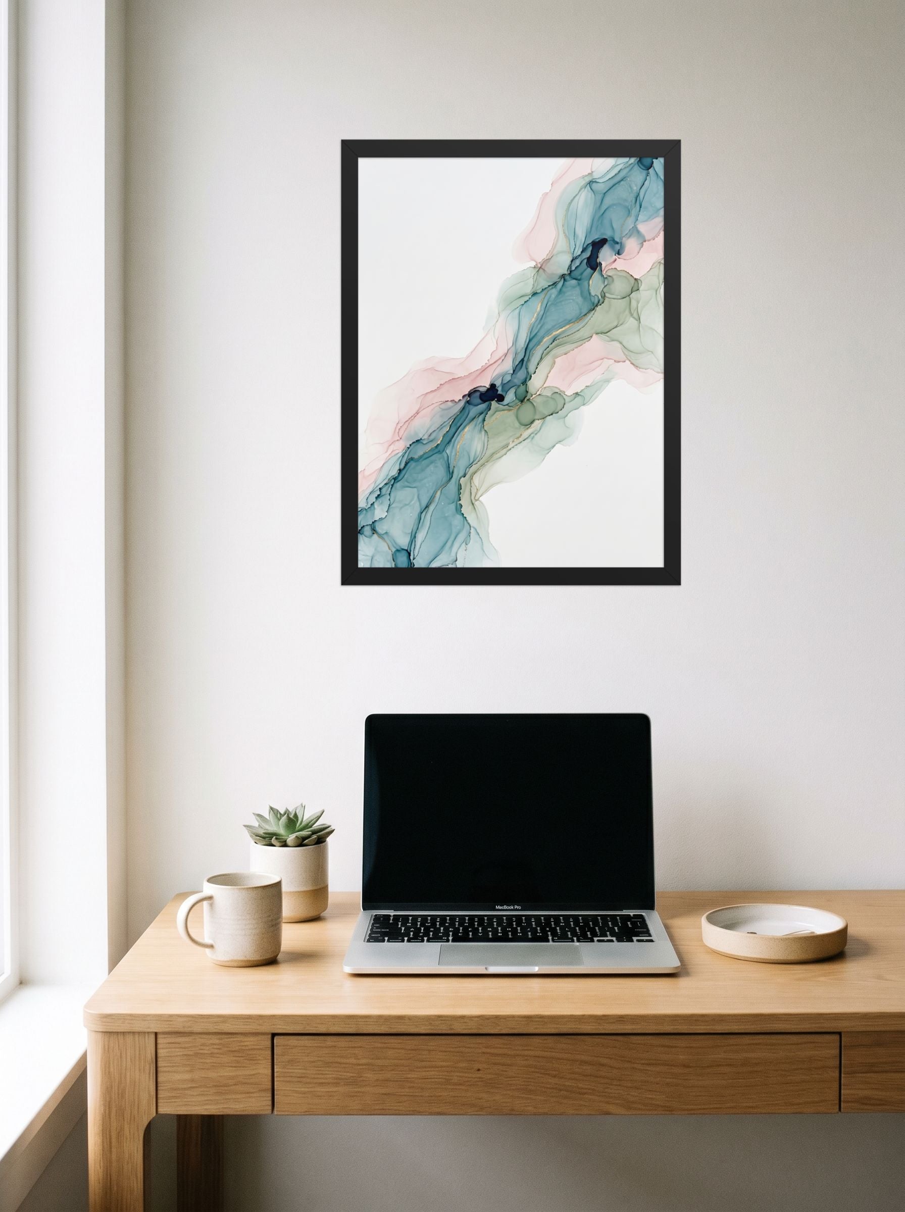 Teal and Blush Alcohol Ink Mockup