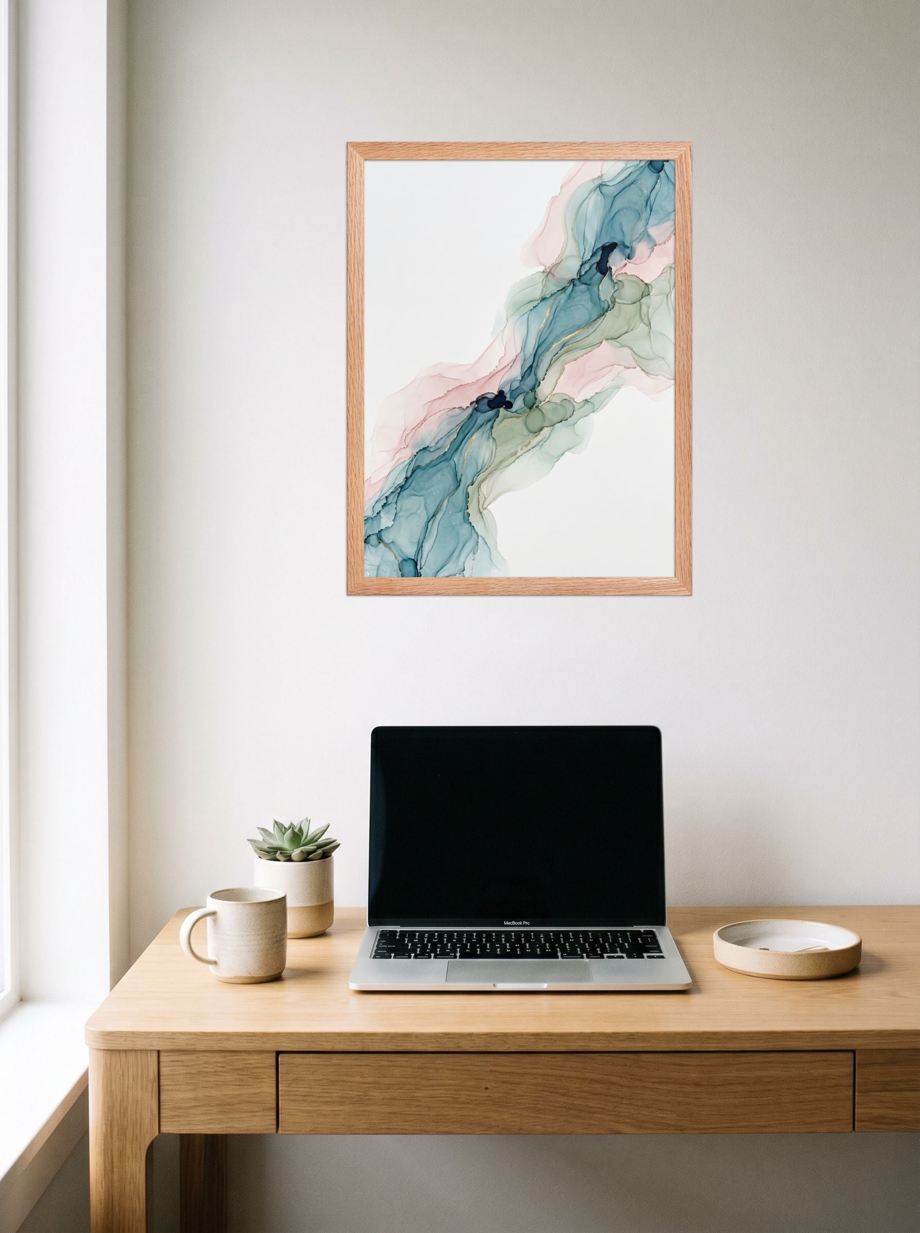 Teal and Blush Alcohol Ink Mockup