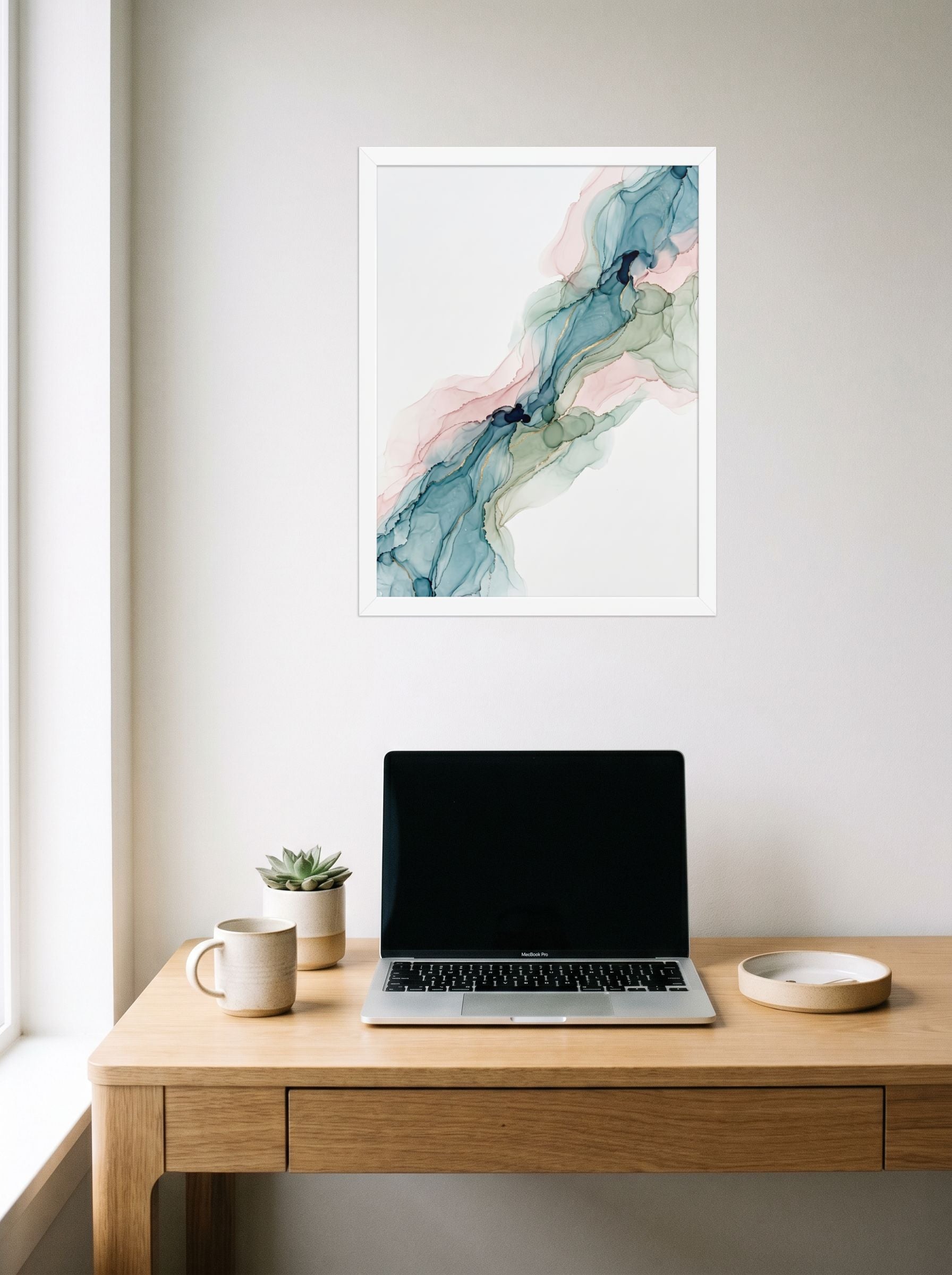 Teal and Blush Alcohol Ink Mockup