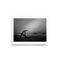 'The Old Anchor' — a Art photography print. A moody black and white photograph of an old rusted anchor and chain resting on a misty beach, a striking nautical piece for a Bathroom.