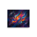 'Cosmic Flora' — a Abstract art print. An abstract colorful fluid explosion resembling a flower set against a dark starry space background, ideal for a Home Theater / Cinema.