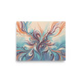 'Aqua Arabesque' — a Abstract art print. An intricate fluid abstract design in teal, peach, and deep purple with graceful sweeping curves, perfect for a Salon / Spa.