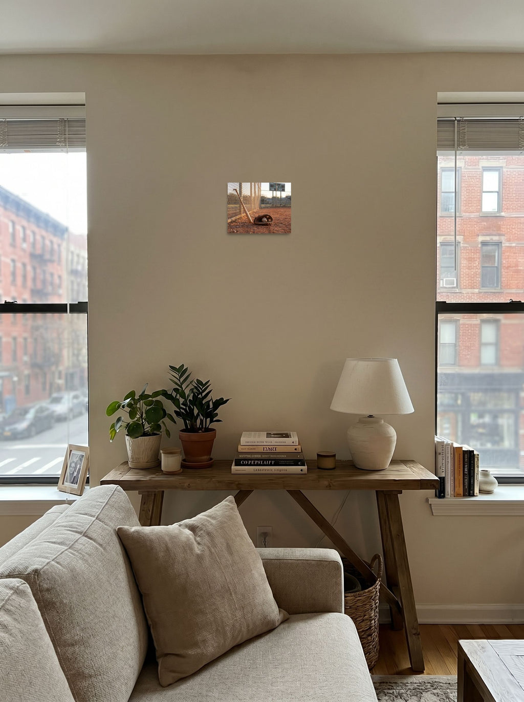 A 10x8 inch unframed paper Art photography print of 'Field of Memories' displayed in the center of a living room.
