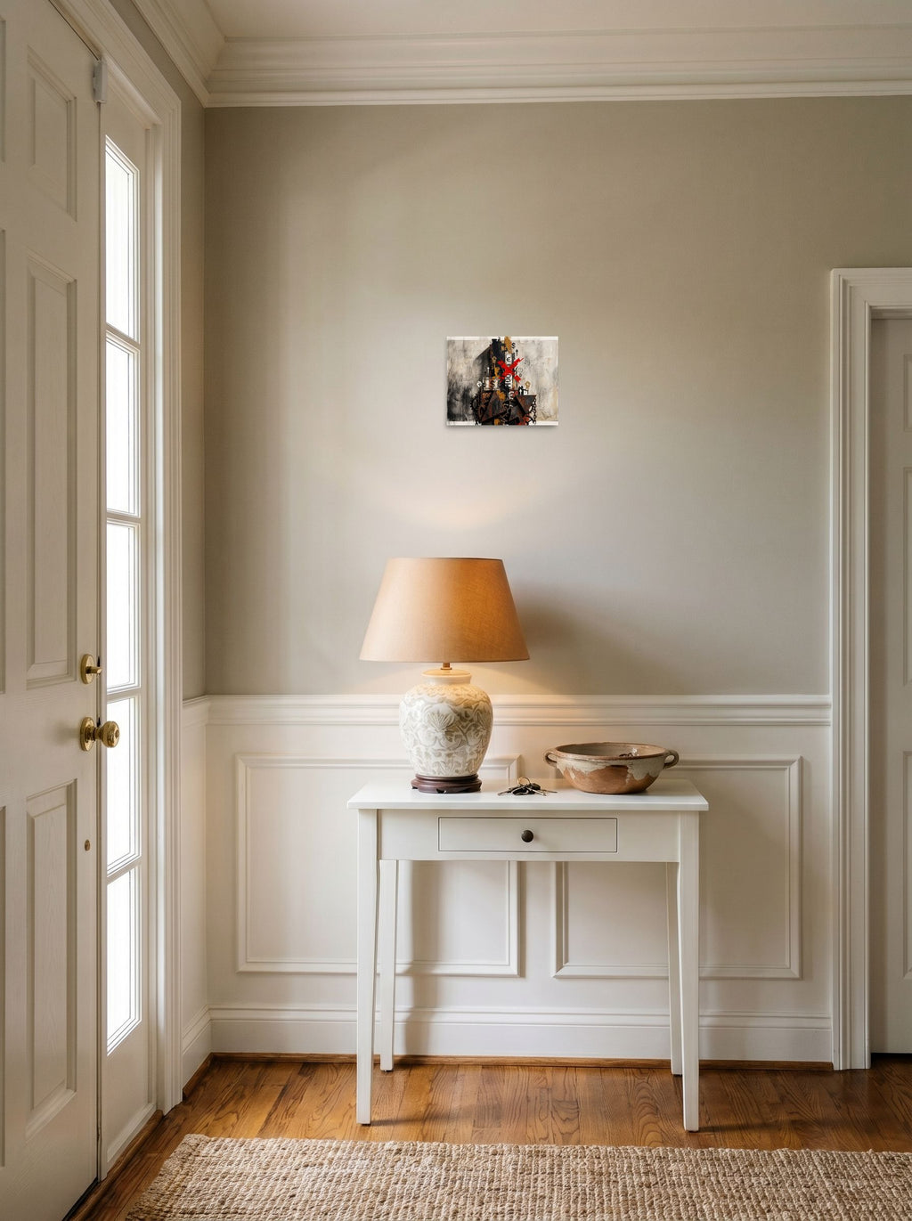 See 'The Currency of Protest' as a unframed paper print (10x8 inch), set against a bright entryway wall.