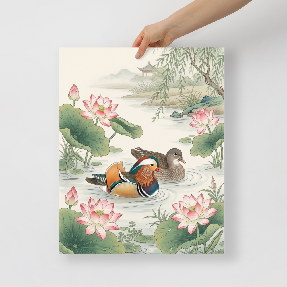 Mandarin Ducks in the Lotus Pond Mockup
