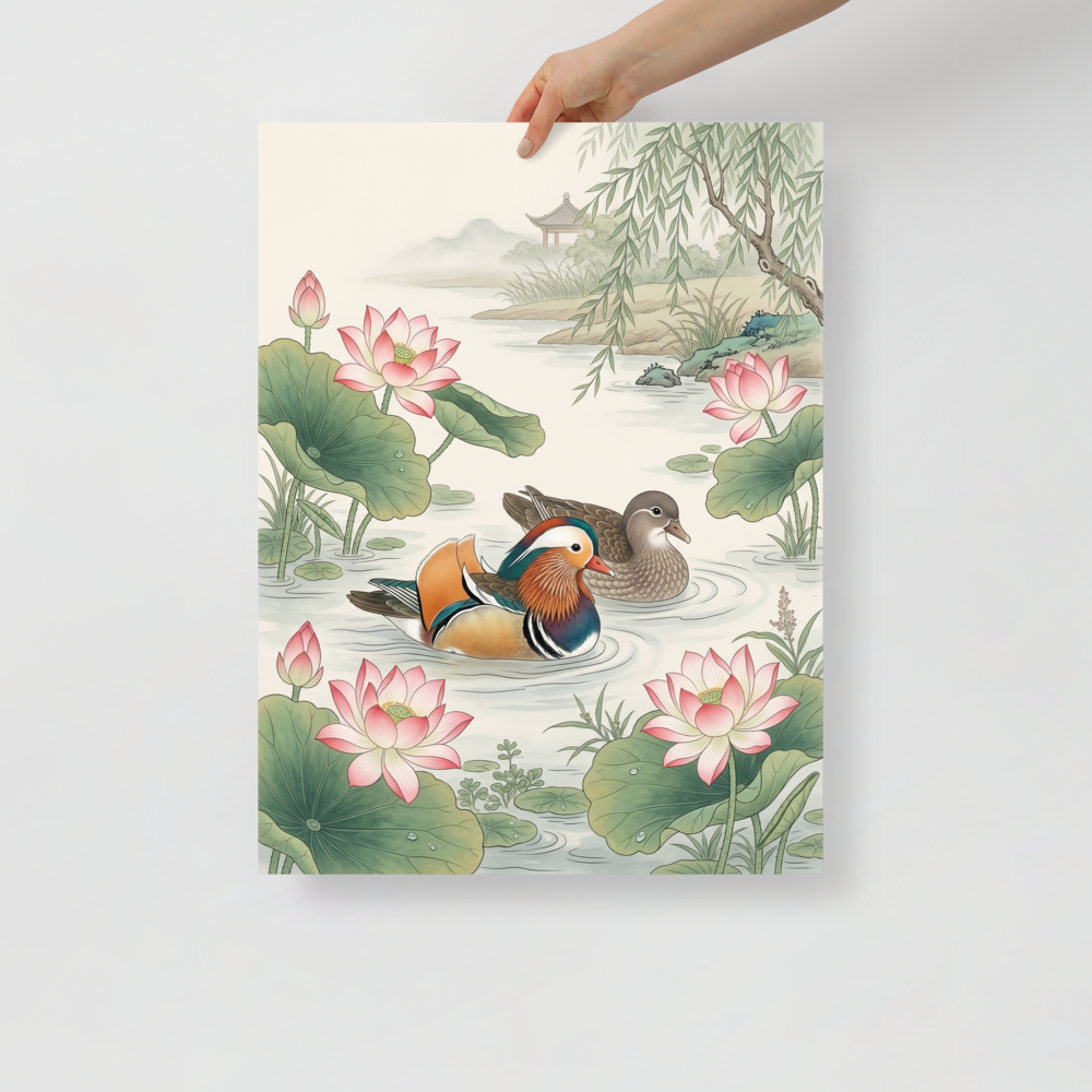 Mandarin Ducks in the Lotus Pond Mockup