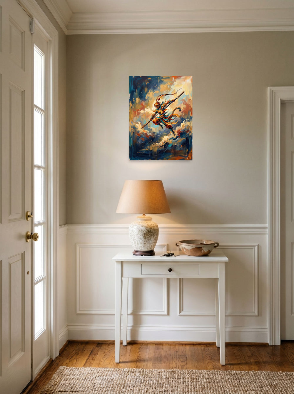 'Cloud Sovereign' as a unframed paper print, 18x24 inch, set against a bright entryway wall.