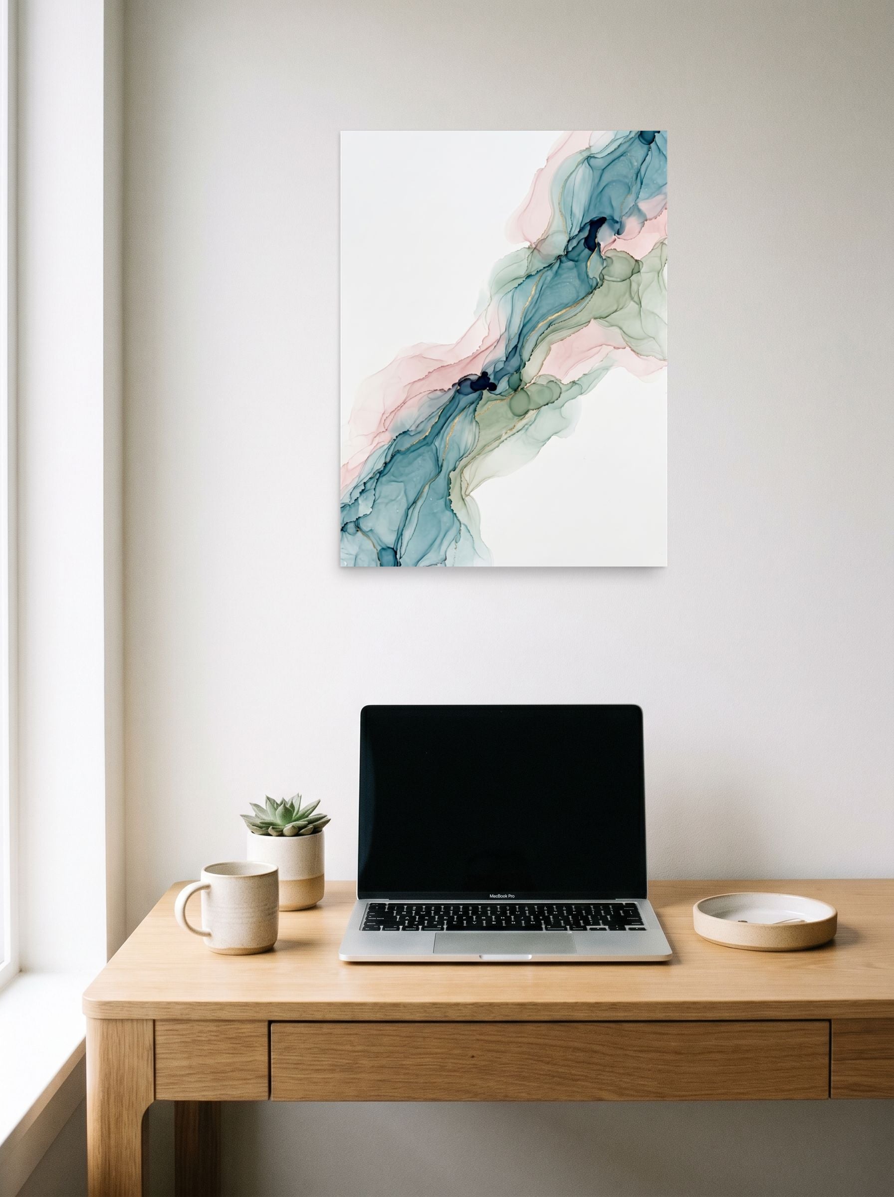 Teal and Blush Alcohol Ink Mockup