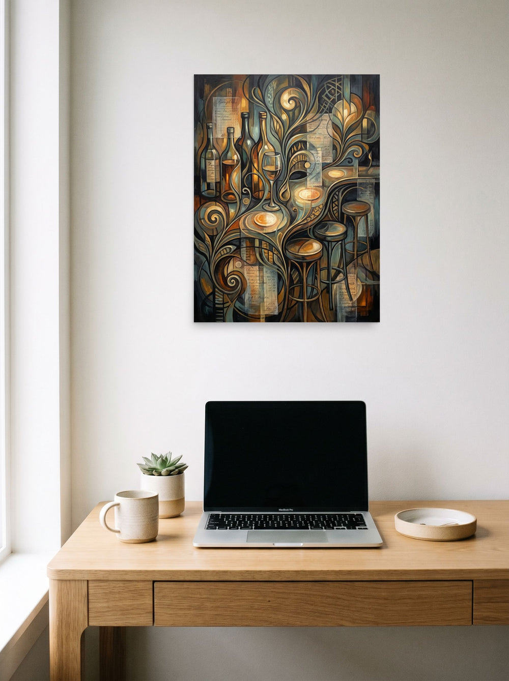 See 'The Ledger of Reverie' as a unframed paper print (18x24 inch), displayed over a compact desk setup.