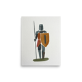 'Abstract Guardian' — a Minimalism print. An abstract minimalist painting of a knight with a shield and spear on a white textured background, great for a modern Entryway or Office.