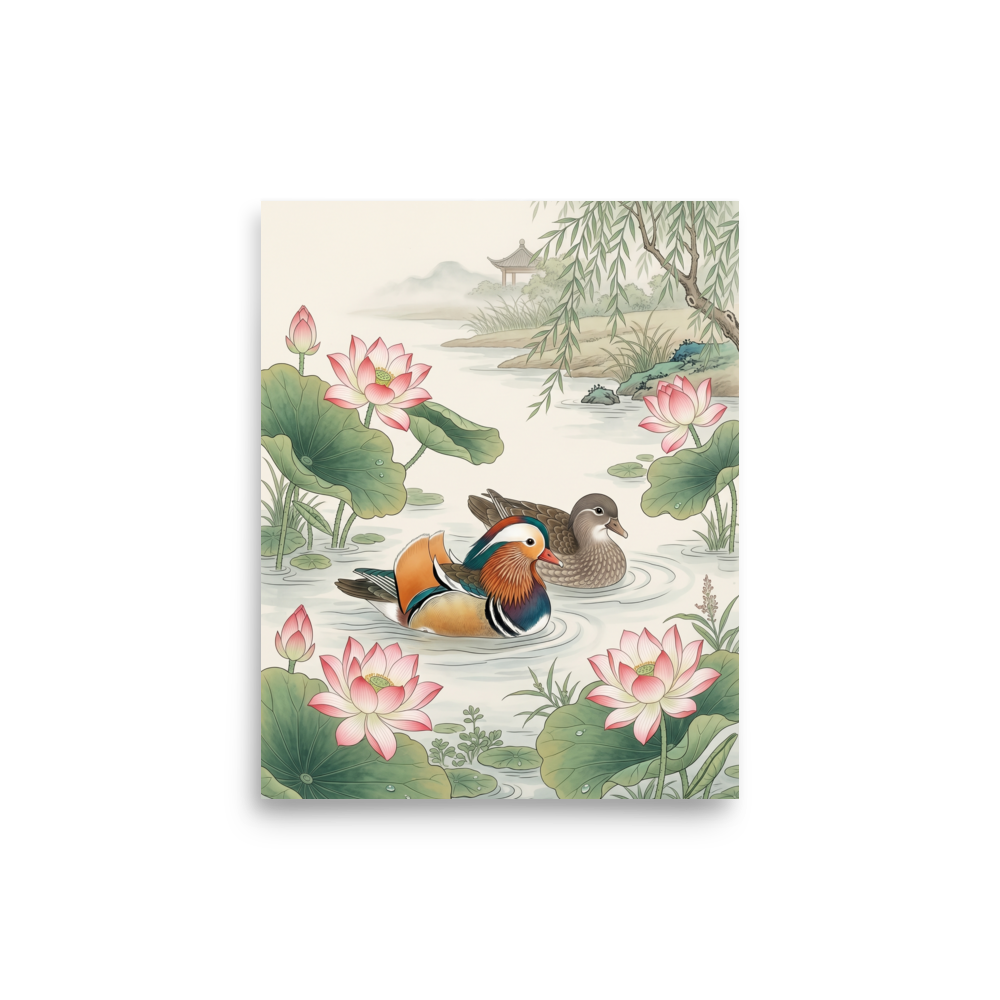 Mandarin Ducks in the Lotus Pond Mockup