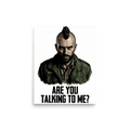 'Talking to Me' — a Pop art,Digital art print. An illustration of Travis Bickle from Taxi Driver with the iconic quote 'Are you talking to me?'.